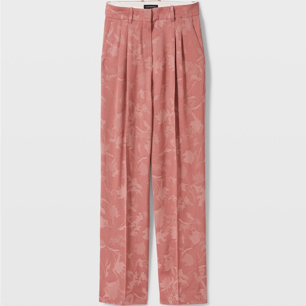 Club Monaco High-Rise Jacquard Rose Trousers